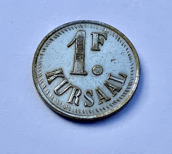 Rare 1 Franc Kursaal Casion token coin from Lebanon dating from the 1920's